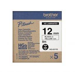 HGE631V5 Taśma laminowana do wydruków wysokiej rozdzielczości  o szerokości 12mm (5 szt.)